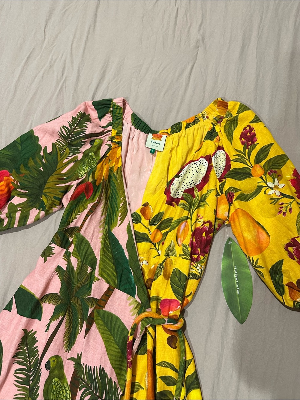 FARM Rio Pink & Yellow Tropical wrap Maxi Dress - Picture 6 of 7